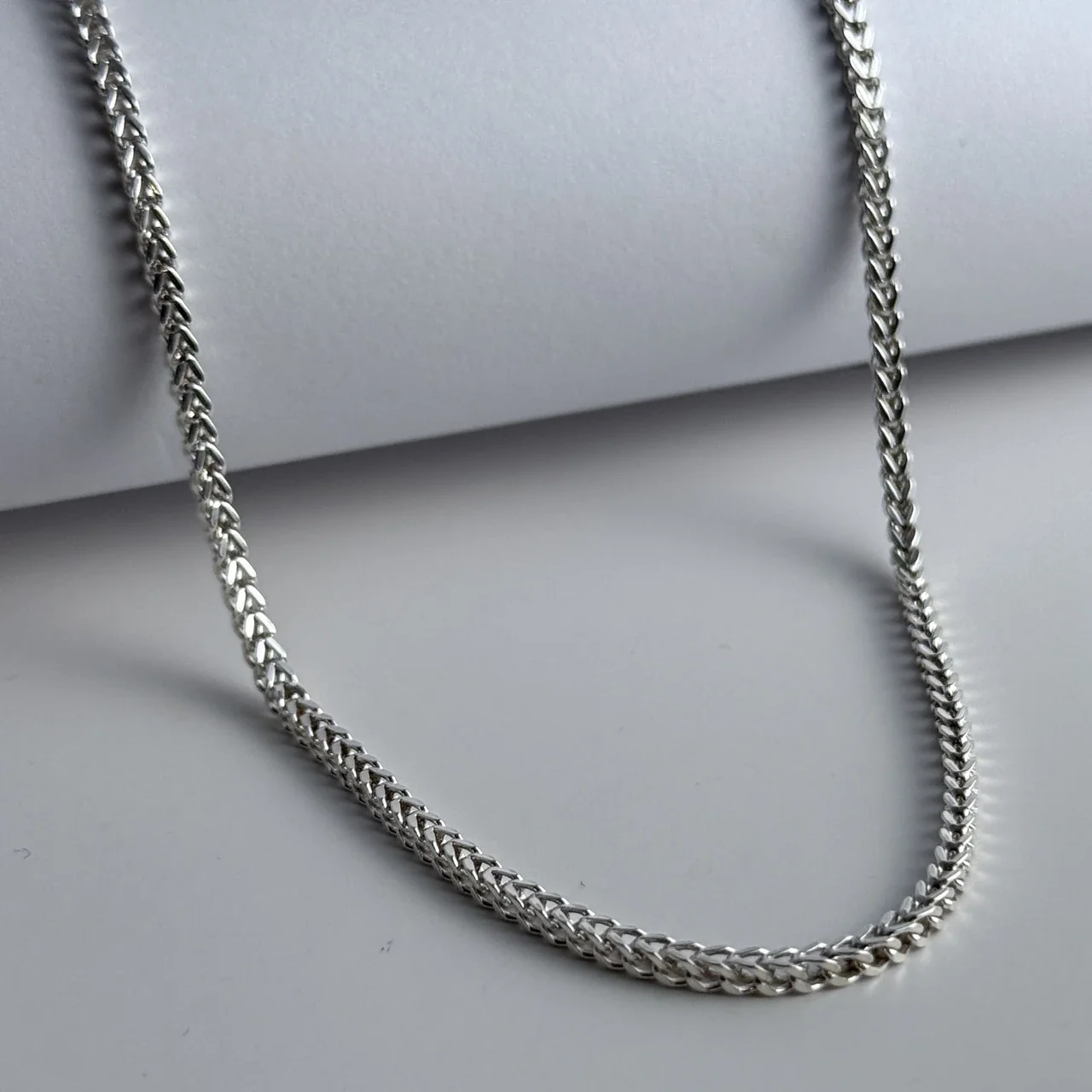 Polished 925 Sterling Silver Wheat Chain Necklace