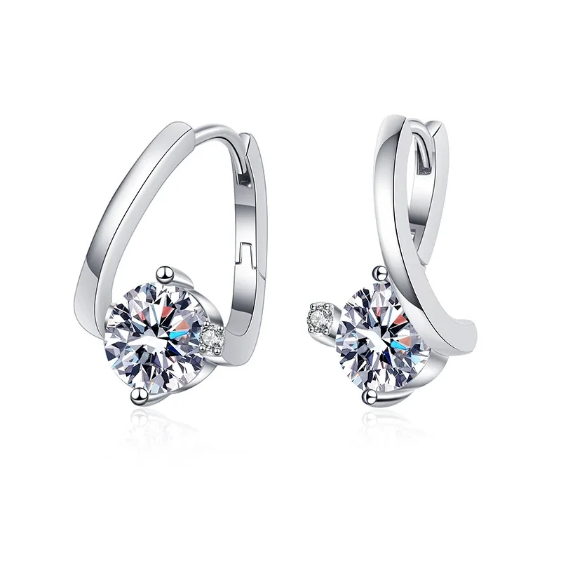 Refined U Hoop Prong-Set Moissanite 925 Sterling Silver Earrings