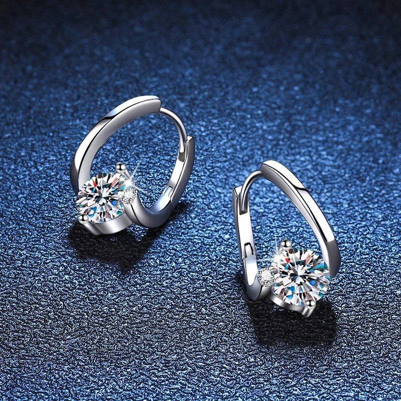 Refined U Hoop Prong-Set Moissanite 925 Sterling Silver Earrings