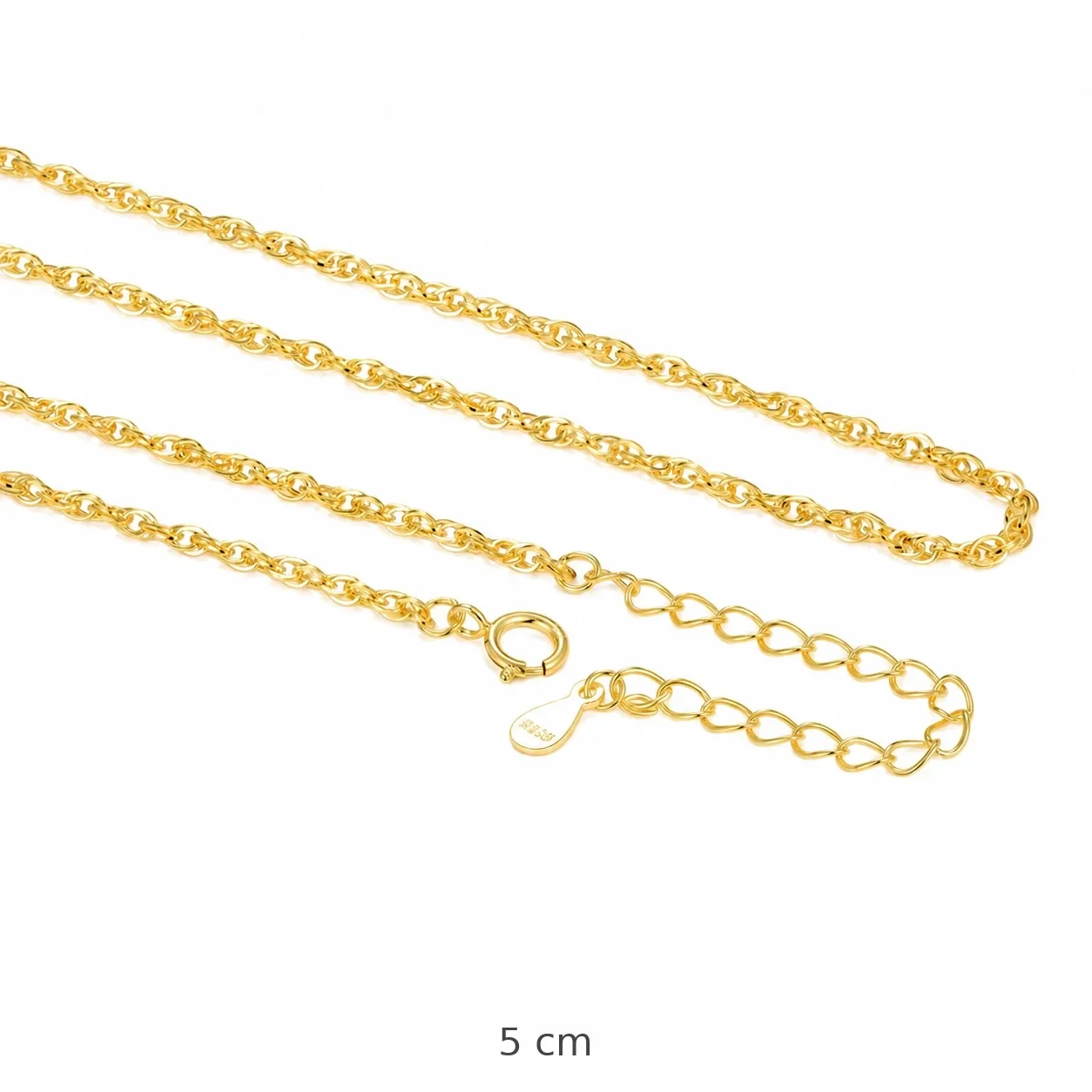 Twisted Oval-Link 925 Sterling Silver Chain Necklace - Gold