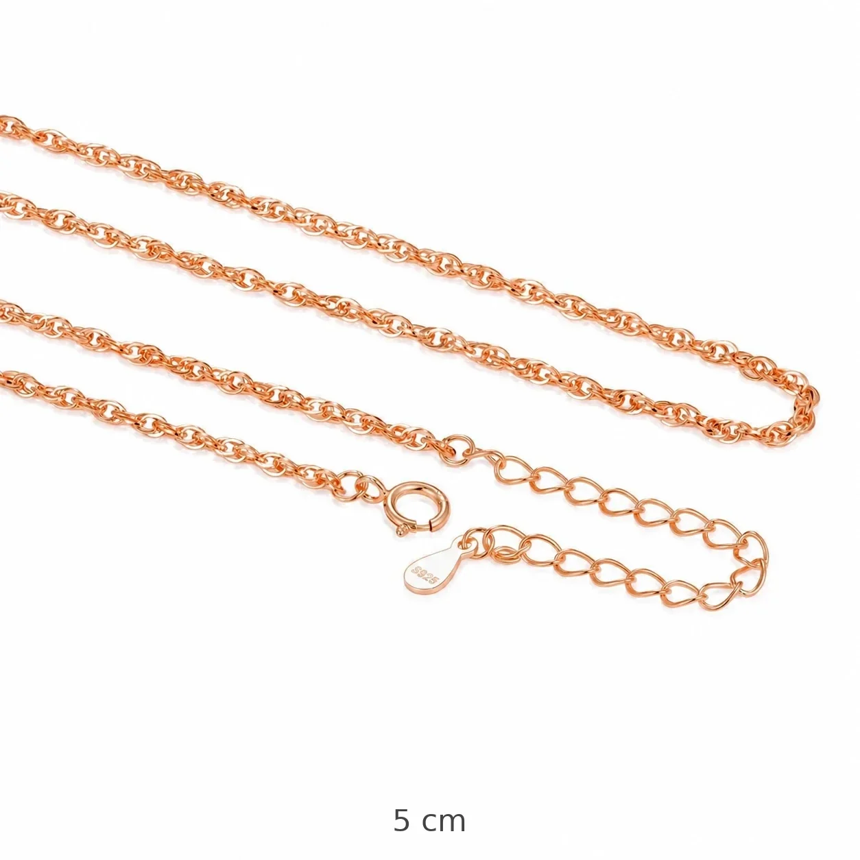 Twisted Oval-Link 925 Sterling Silver Chain Necklace - Rose Gold