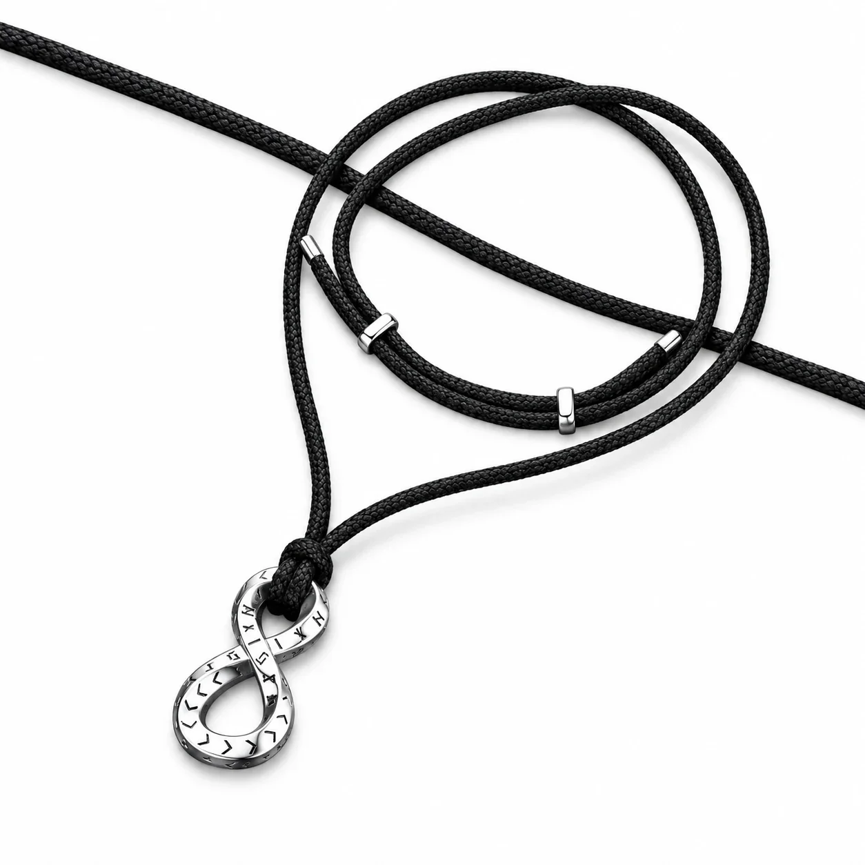 Rune-Engraved Infinity 925 Sterling Silver Pendant Necklace