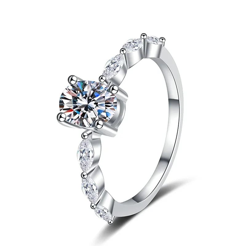 Radiant 925 Sterling Silver Round Prong Marquise Ring