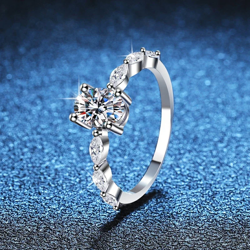Radiant 925 Sterling Silver Round Prong Marquise Ring