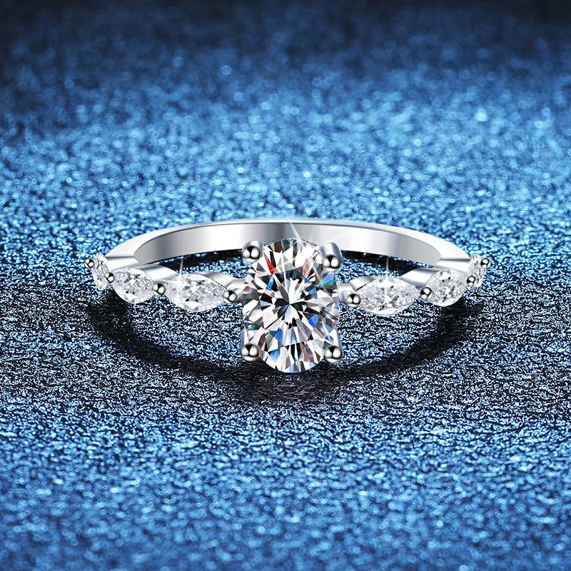 Radiant 925 Sterling Silver Round Prong Marquise Ring