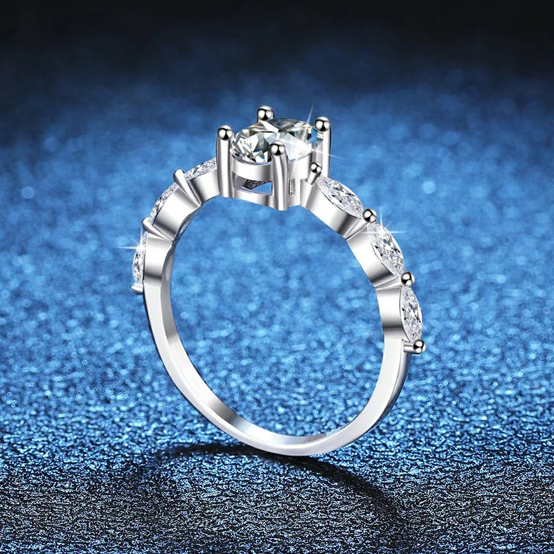 Radiant 925 Sterling Silver Round Prong Marquise Ring