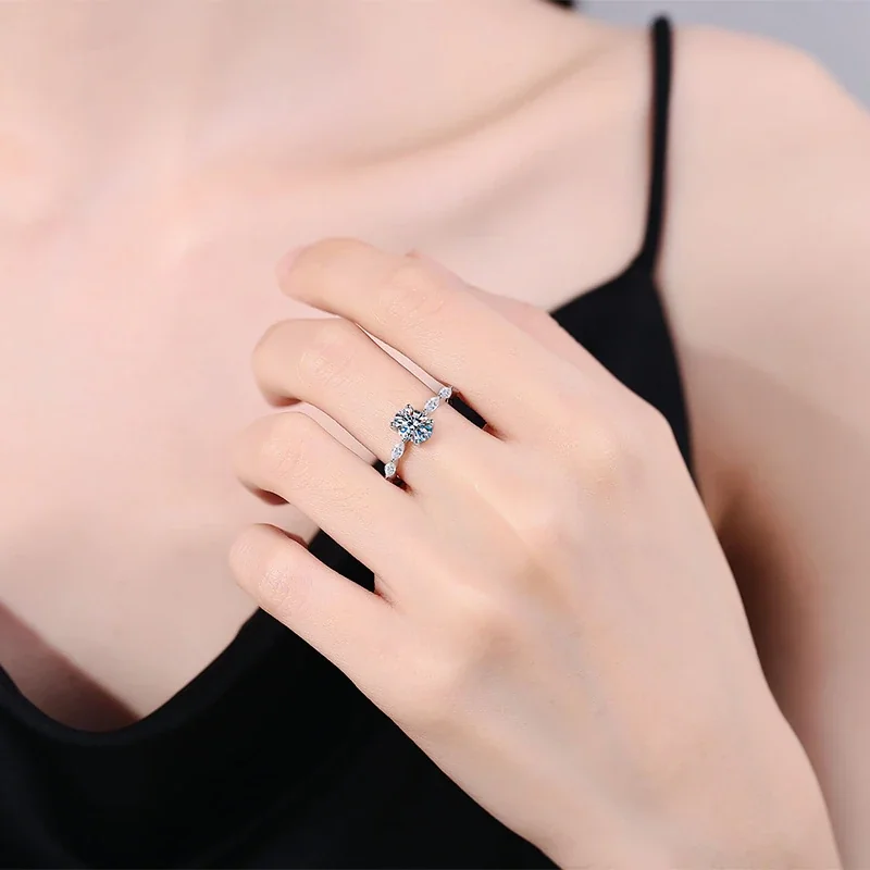 Radiant 925 Sterling Silver Round Prong Marquise Ring