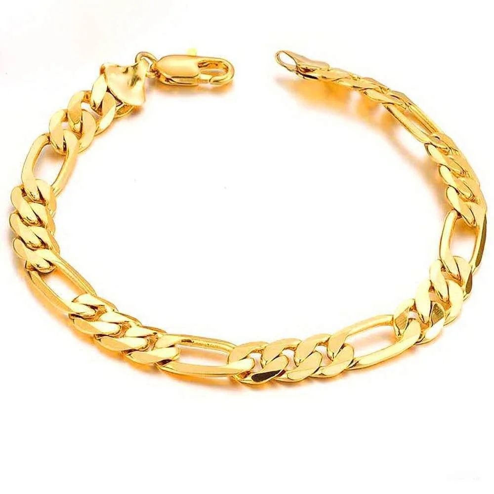Bold Figaro Cuban Link Gold-Plated Stainless Steel Bracelet