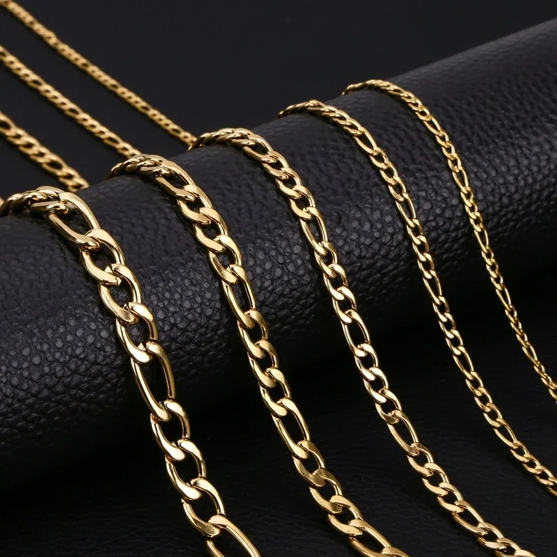 Bold Figaro Cuban Link Gold-Plated Stainless Steel Bracelet
