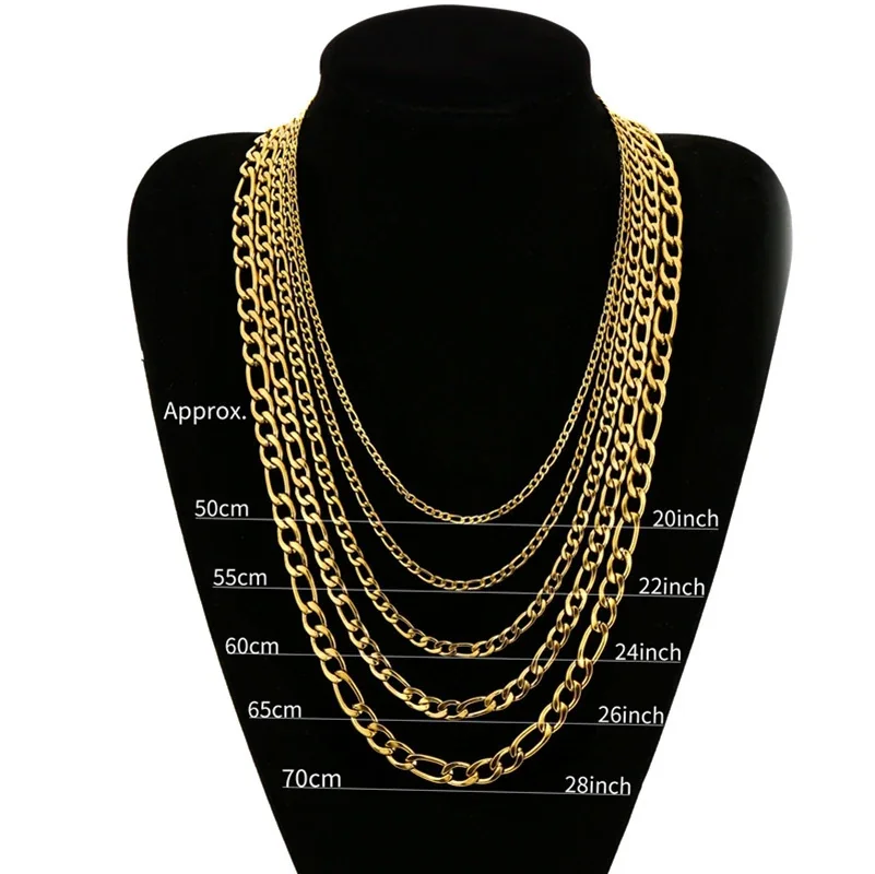 Bold Figaro Cuban Link Gold-Plated Stainless Steel Bracelet