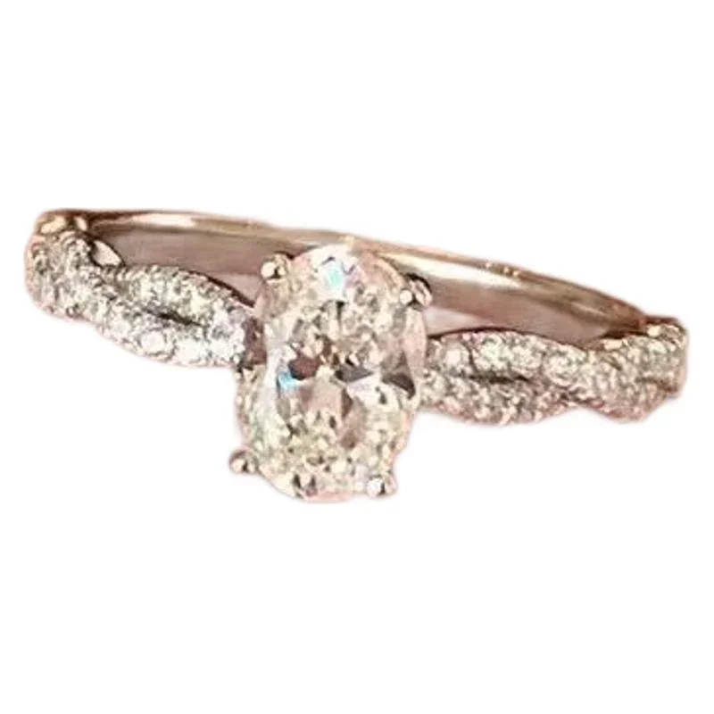 Ballet Spiral Silver-Plated Oval CZ Pavé Copper Ring