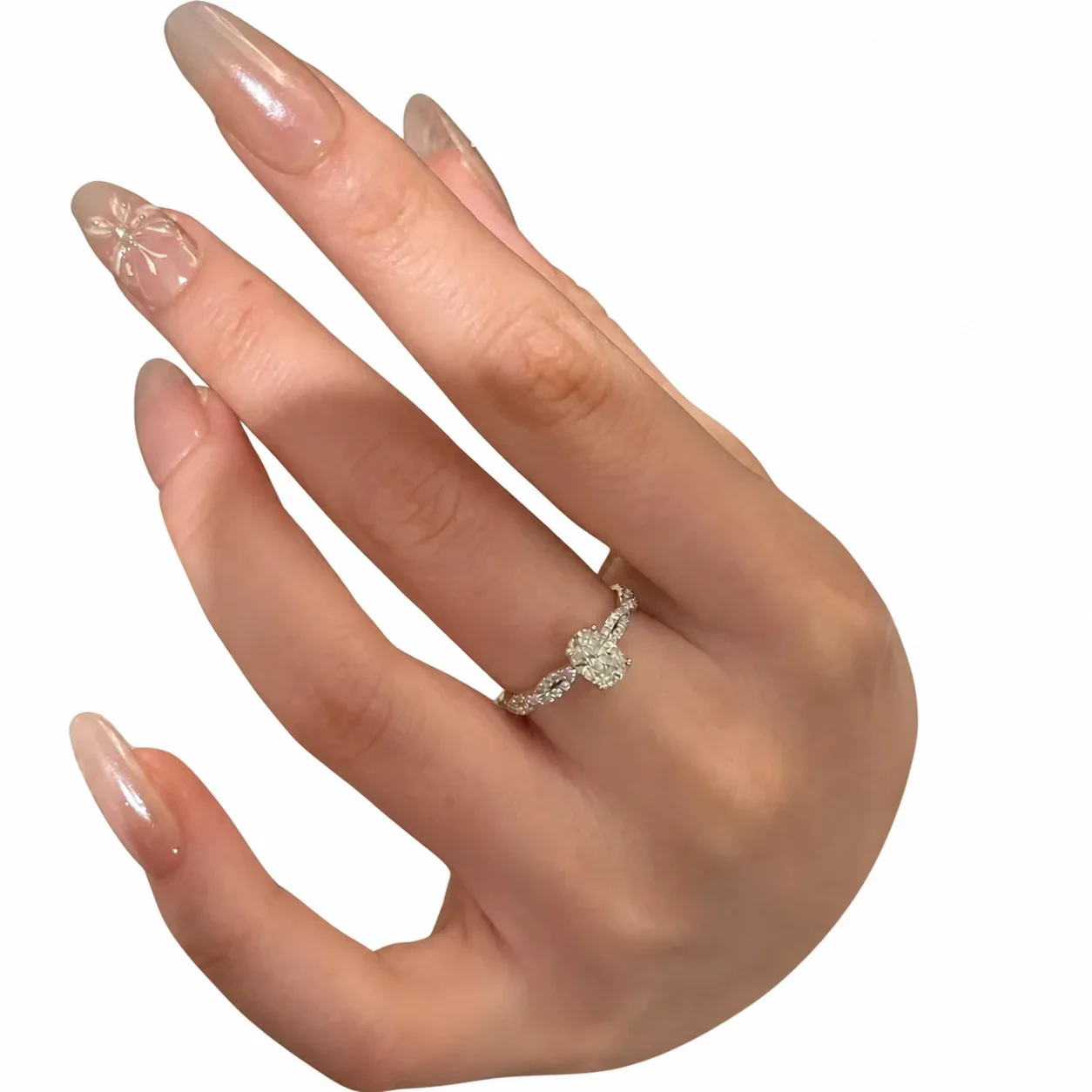 Ballet Spiral Silver-Plated Oval CZ Pavé Copper Ring