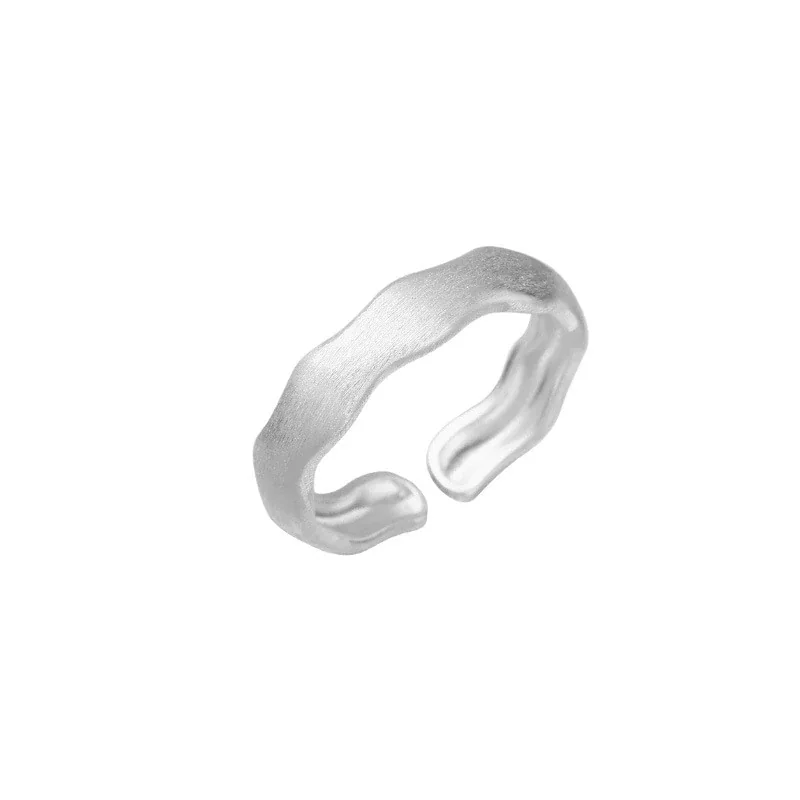 Sculptural 925 Sterling Silver Wavy Open Stacking Ring
