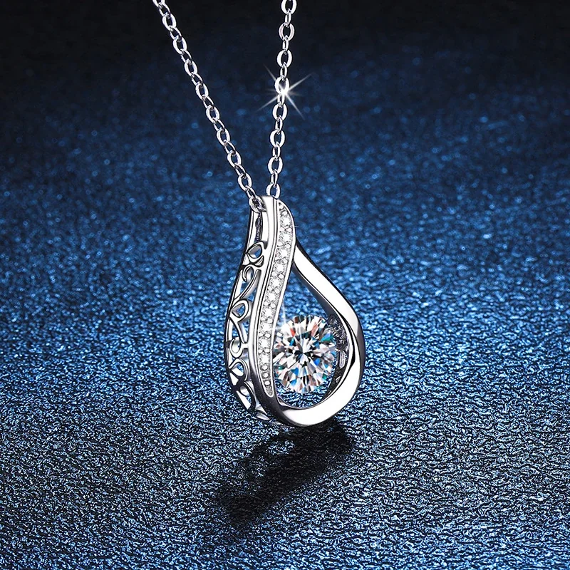 Luminous Teardrop Pavé 925 Sterling Silver Necklace
