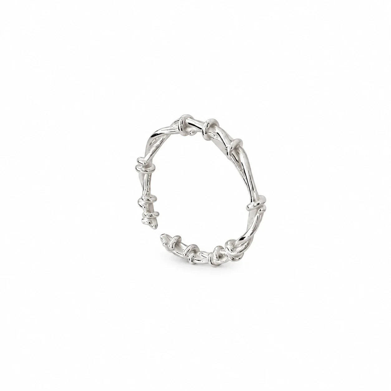 Knotted 925 Sterling Silver Multi-Wire Adjustable Ring - Silver