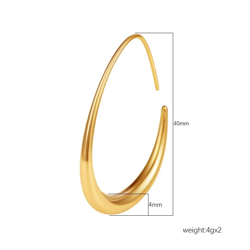 Sculptural Gold-Plated Tapered Teardrop Hoop Earrings