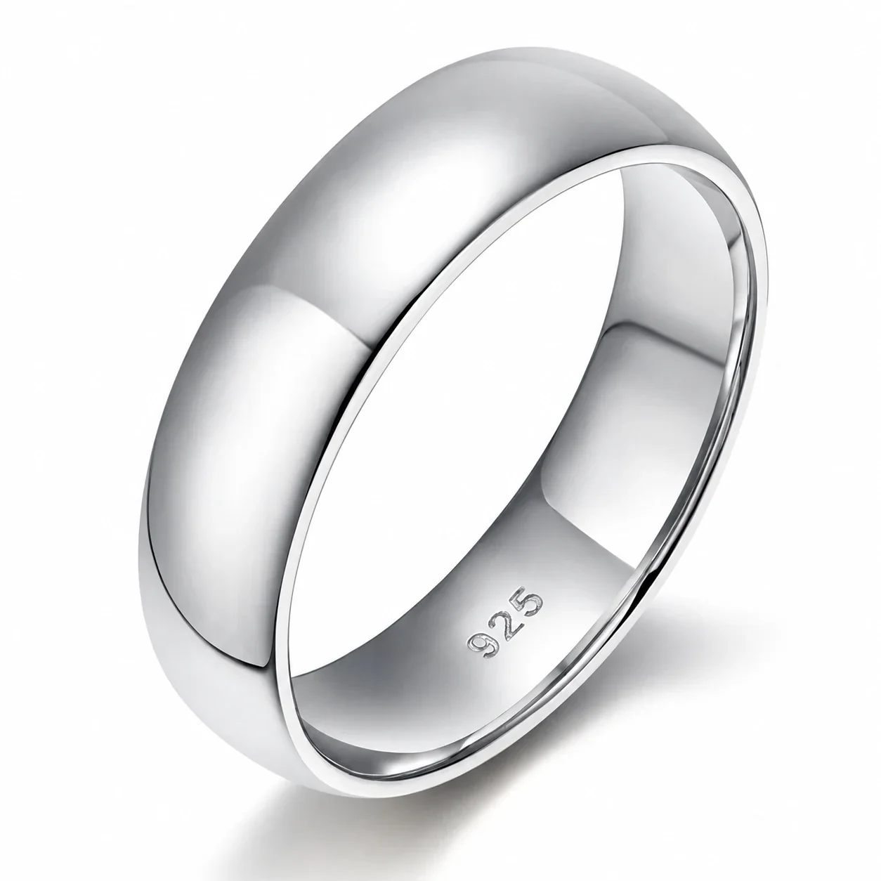 Polished 925 Sterling Silver Rounded Wide-Band Ring