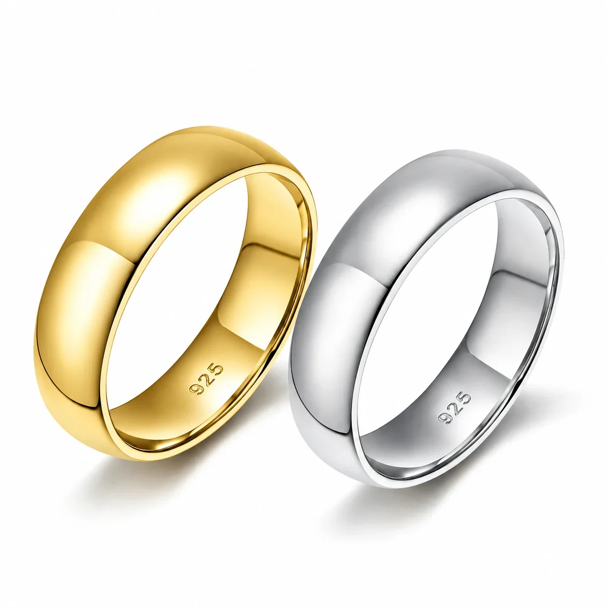 Polished 925 Sterling Silver Rounded Wide-Band Ring