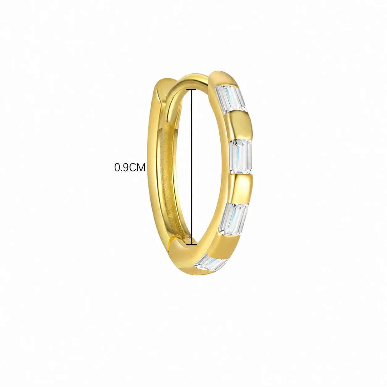 Gold-Tone 925 Sterling Silver Two-Stone Drop Hoop Earrings - Gold Pair