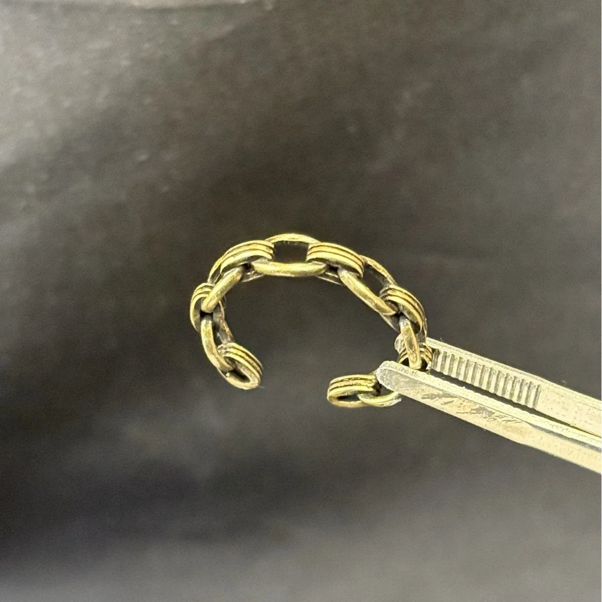 Antiqued Gold-Tone Copper Ribbed Oval-Link Open Ring