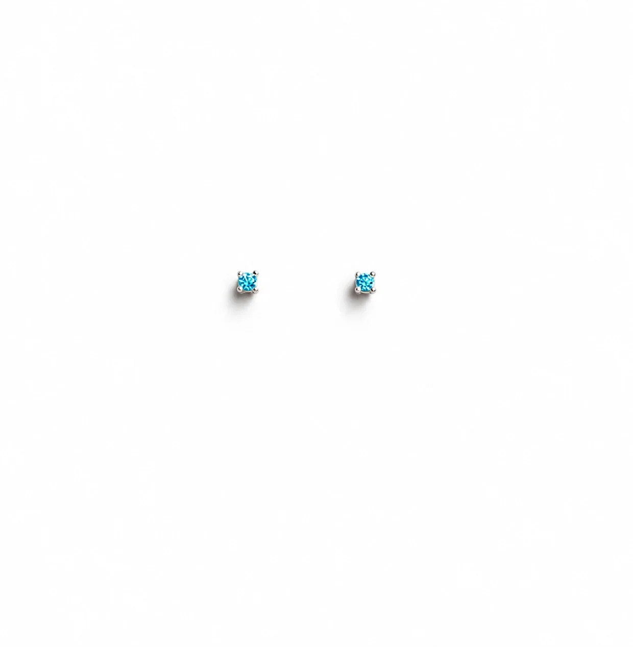 Petite Sky-Blue Topaz Prong-Set 925 Sterling Silver Stud Earrings