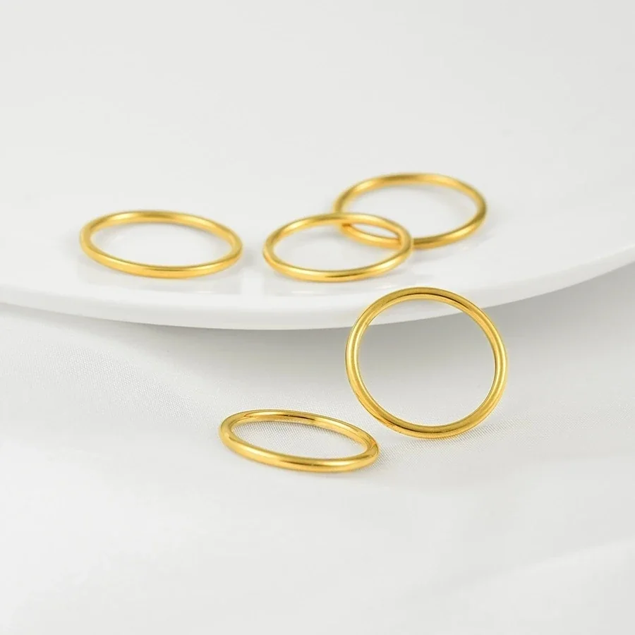 Polished Gold-Plated Stainless Steel Round-Wire Stacking Ring