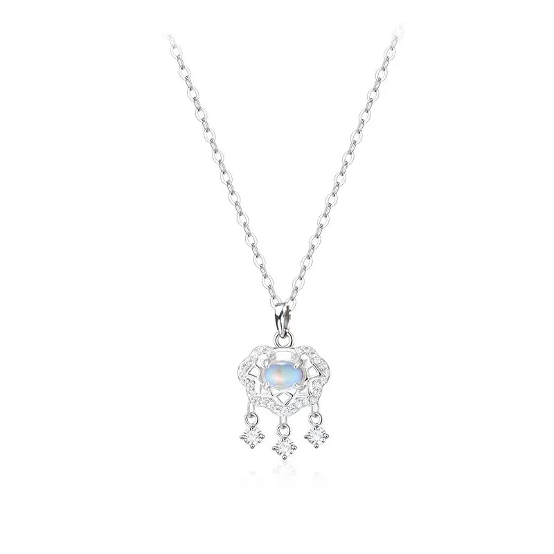 Ornate 925 Sterling Silver Lock Pendant Drop Necklace