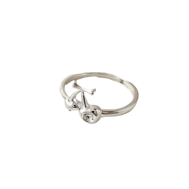 Playful 925 sterling silver Twin Cherry Open Ring