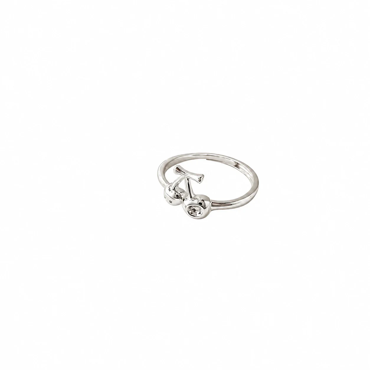 Playful 925 sterling silver Twin Cherry Open Ring