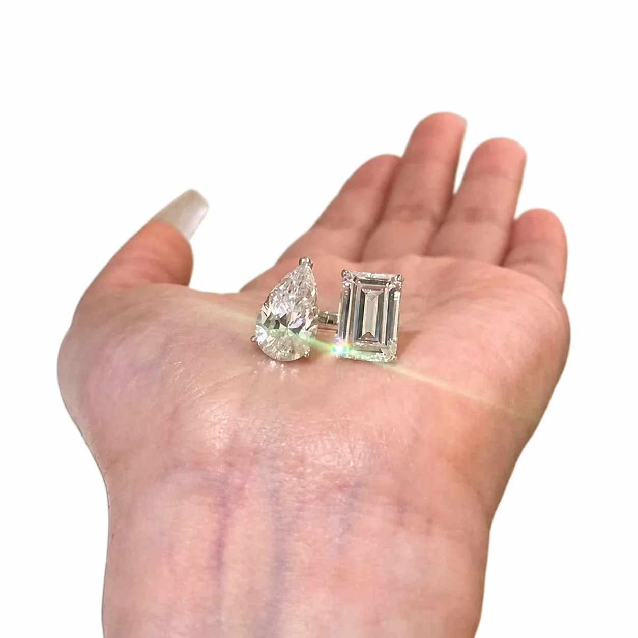 Luminous Silver-Plated Pear Emerald-Cut Copper Ring