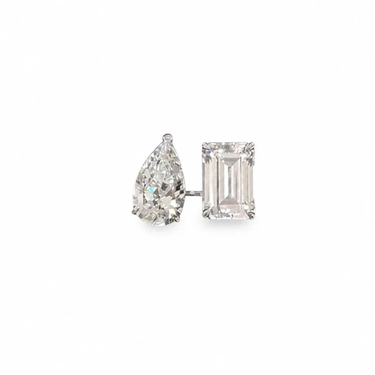 Luminous Silver-Plated Pear Emerald-Cut Copper Ring