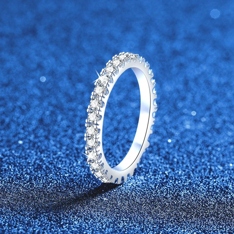 Radiant 925 Sterling Silver Round Prong-Set Eternity Ring