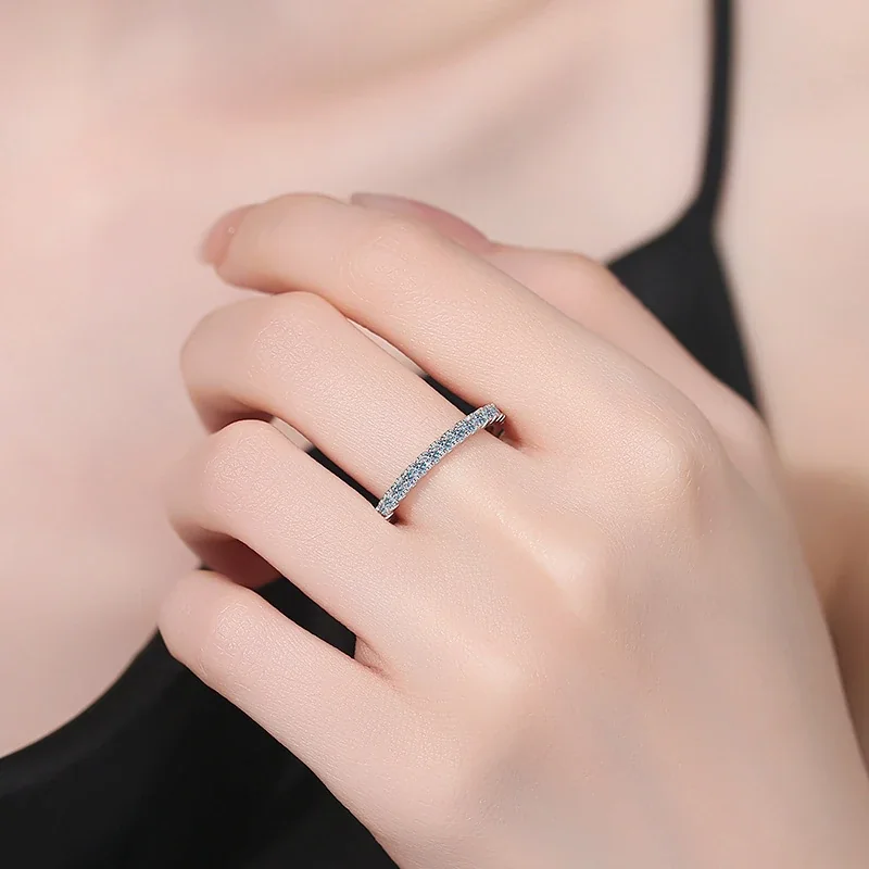 Radiant 925 Sterling Silver Round Prong-Set Eternity Ring