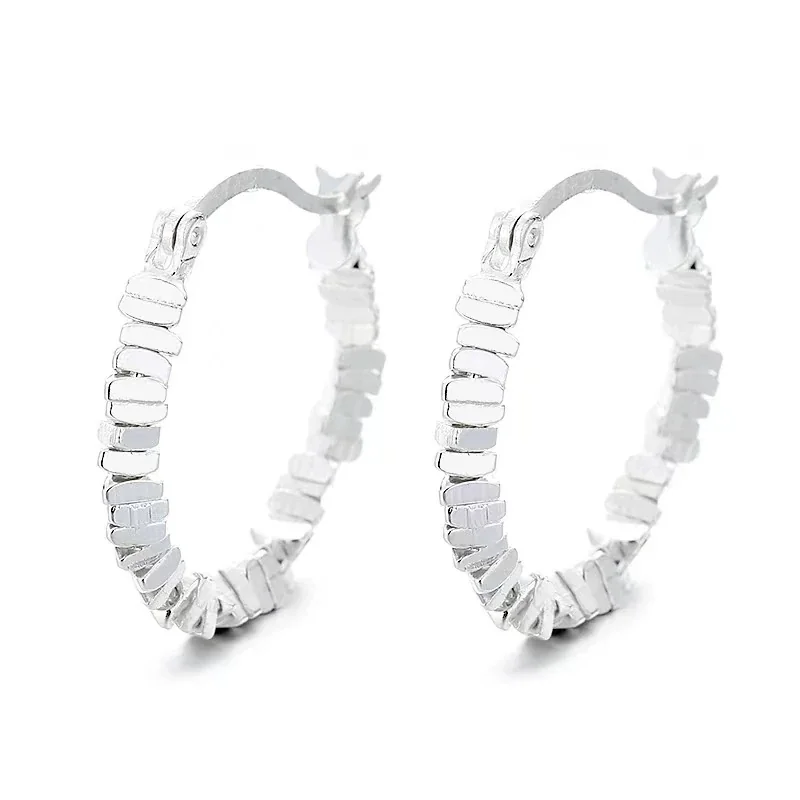 Sculptural 925 Sterling Silver Irregular Bead Hoop Earrings