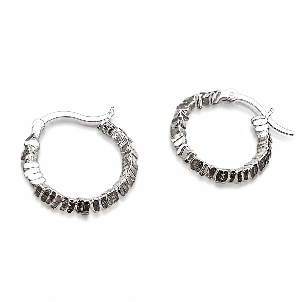 Sculptural 925 Sterling Silver Irregular Bead Hoop Earrings - Silver