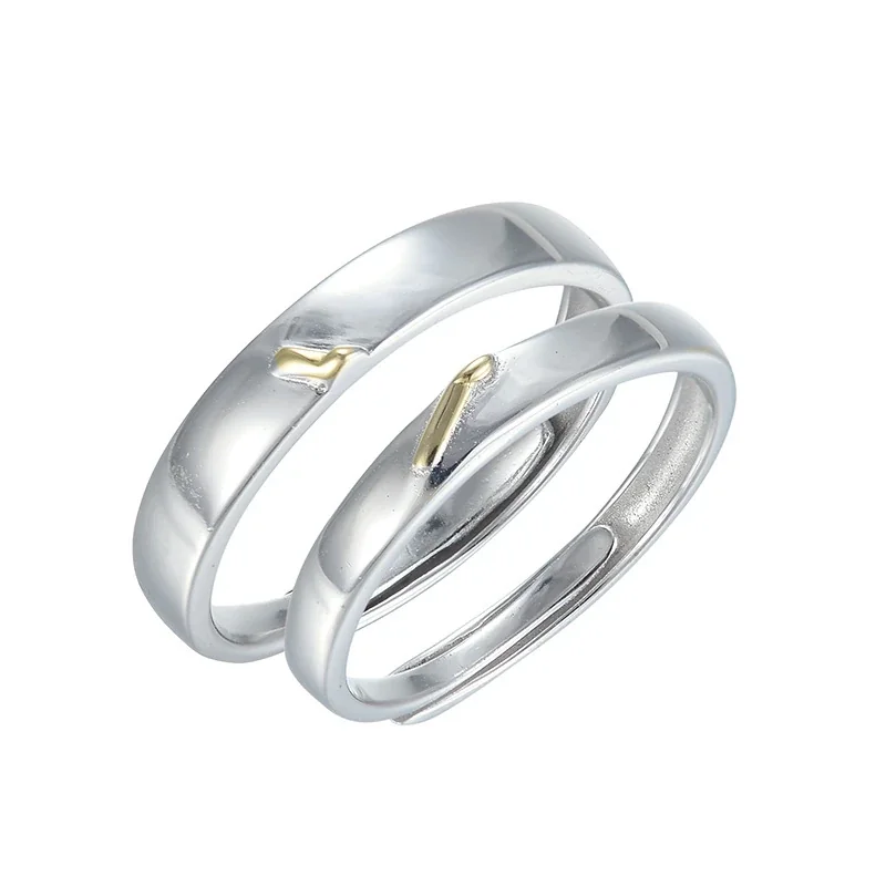 Polished 925 Sterling Silver Gold-Tone Accent Open Rings