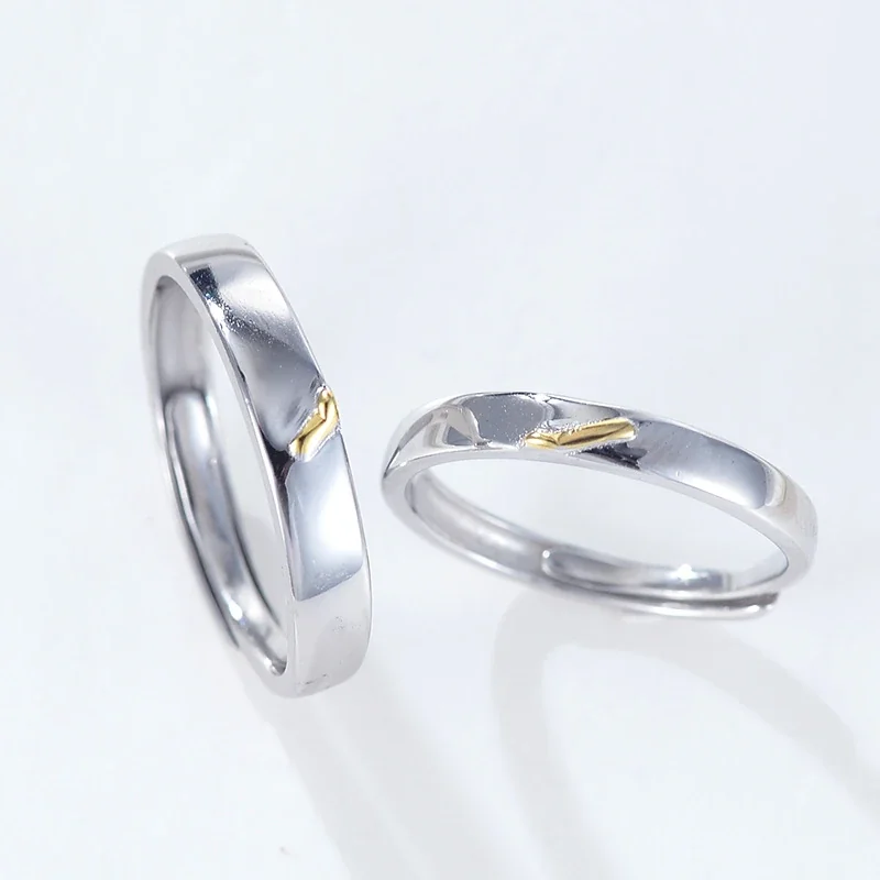 Polished 925 Sterling Silver Gold-Tone Accent Open Rings