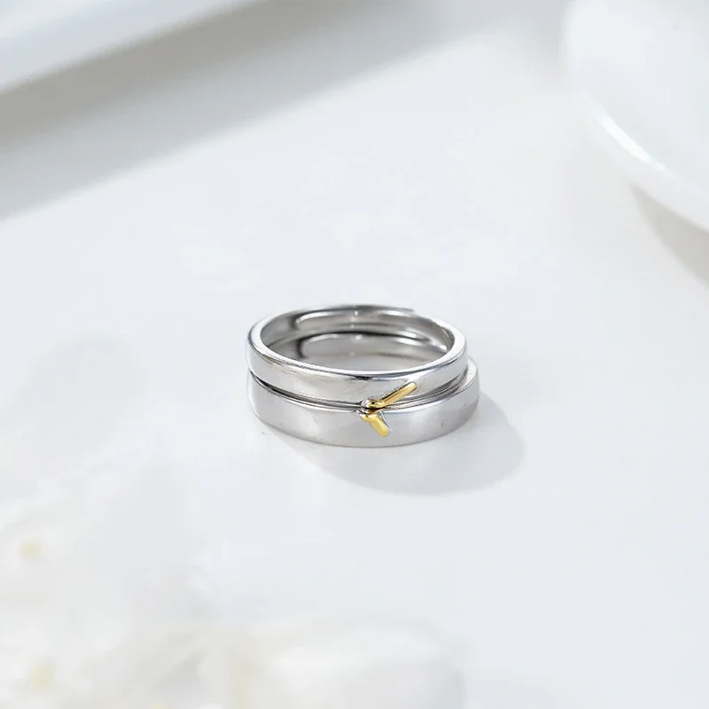 Polished 925 Sterling Silver Gold-Tone Accent Open Rings