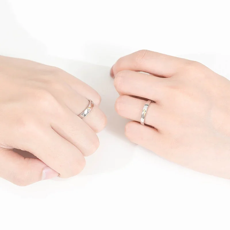 Polished 925 Sterling Silver Gold-Tone Accent Open Rings