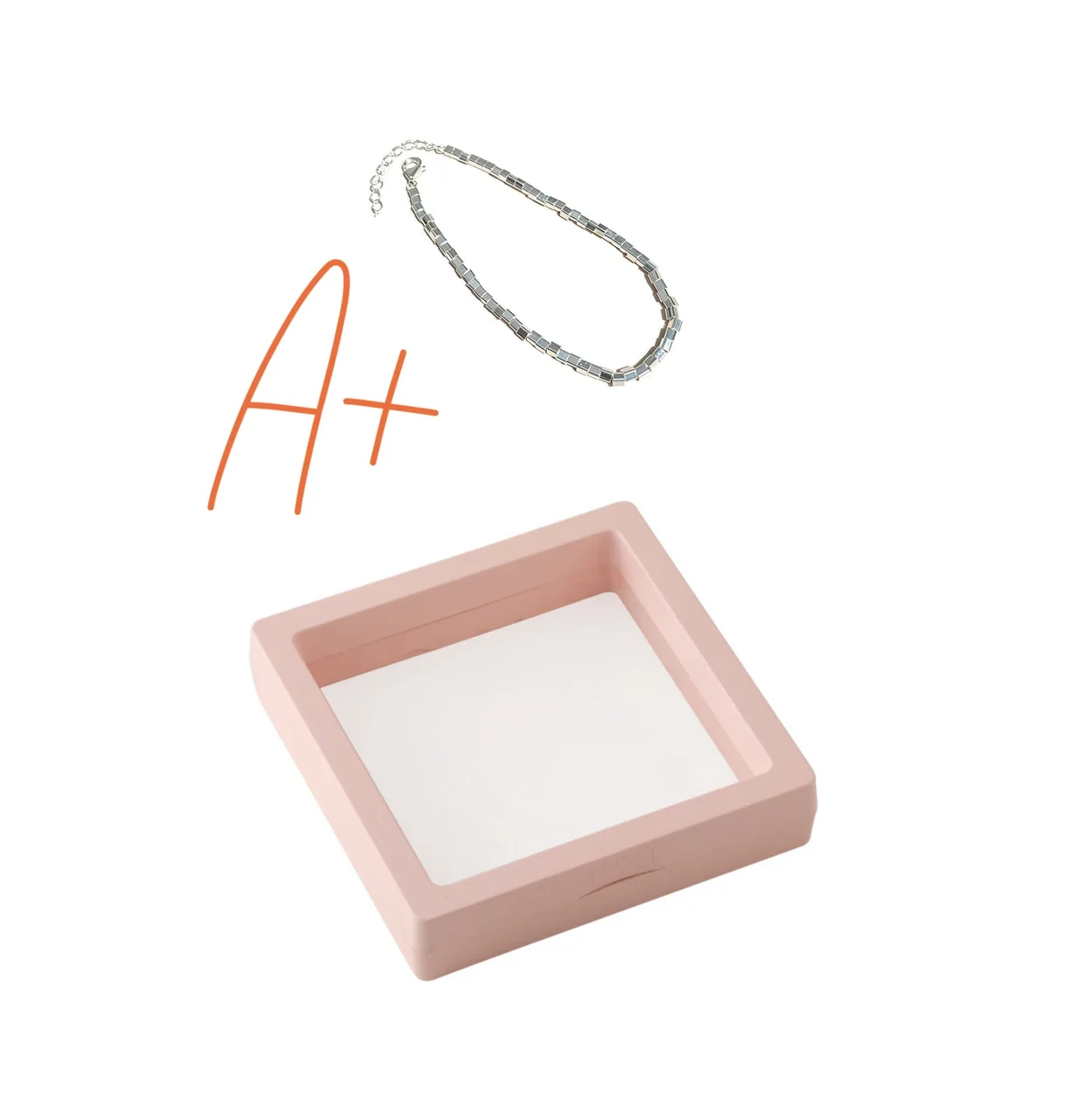 Minimal 925 Sterling Silver Square-Bead Box Chain Anklet - Silver with PE Box