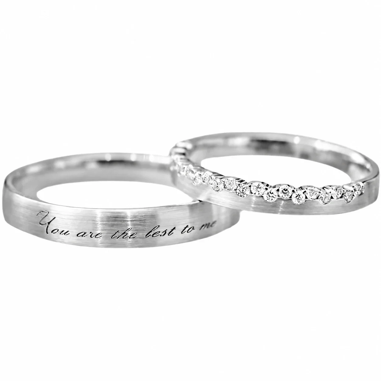 Engraved 925 Sterling Silver Clear Stone Band Rings