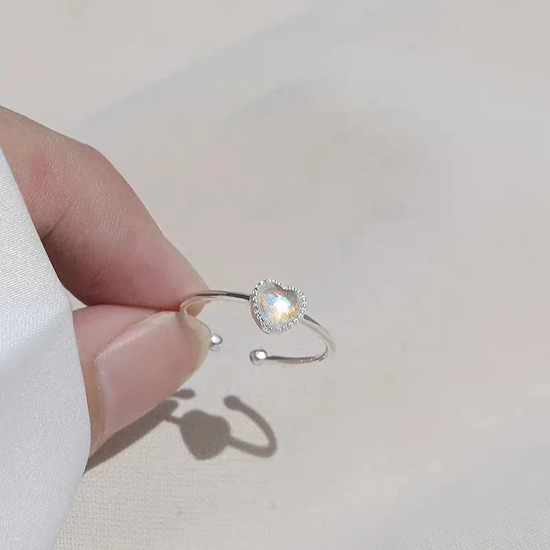Iridescent Heart Open 925 Sterling Silver Ring