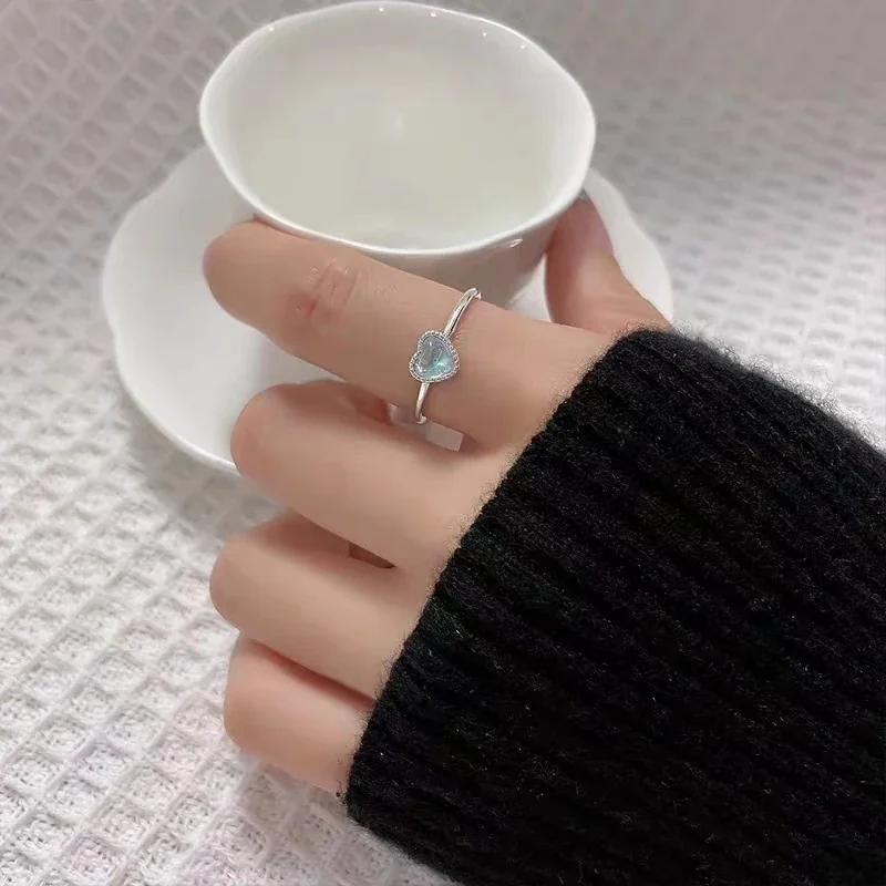 Iridescent Heart Open 925 Sterling Silver Ring