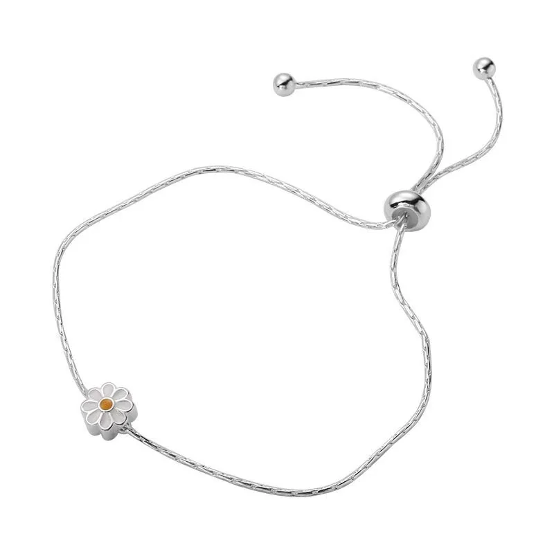 Delicate Silver-Plated Daisy Slider Copper Bracelet