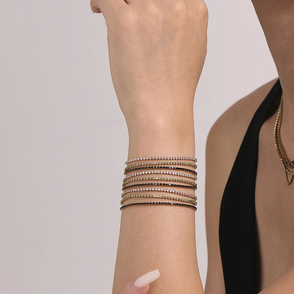 Dainty Round CZ 18K Gold-Plated Stainless Steel Tennis Bracelet