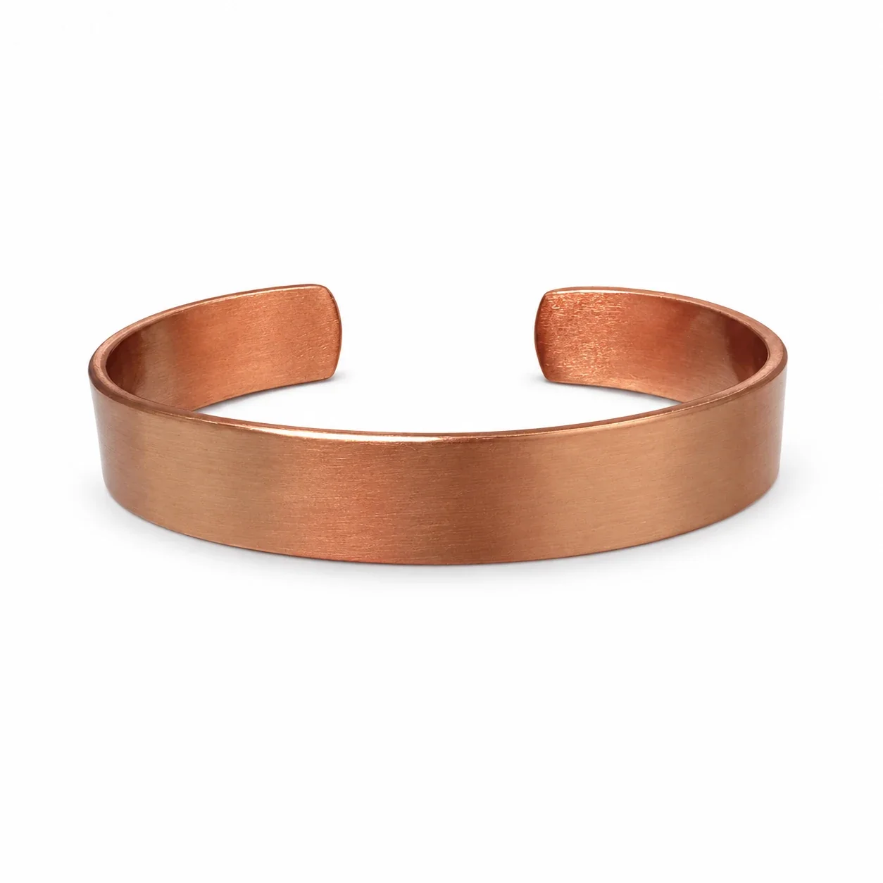 Brushed Copper Wide-Band Open Cuff Bangle