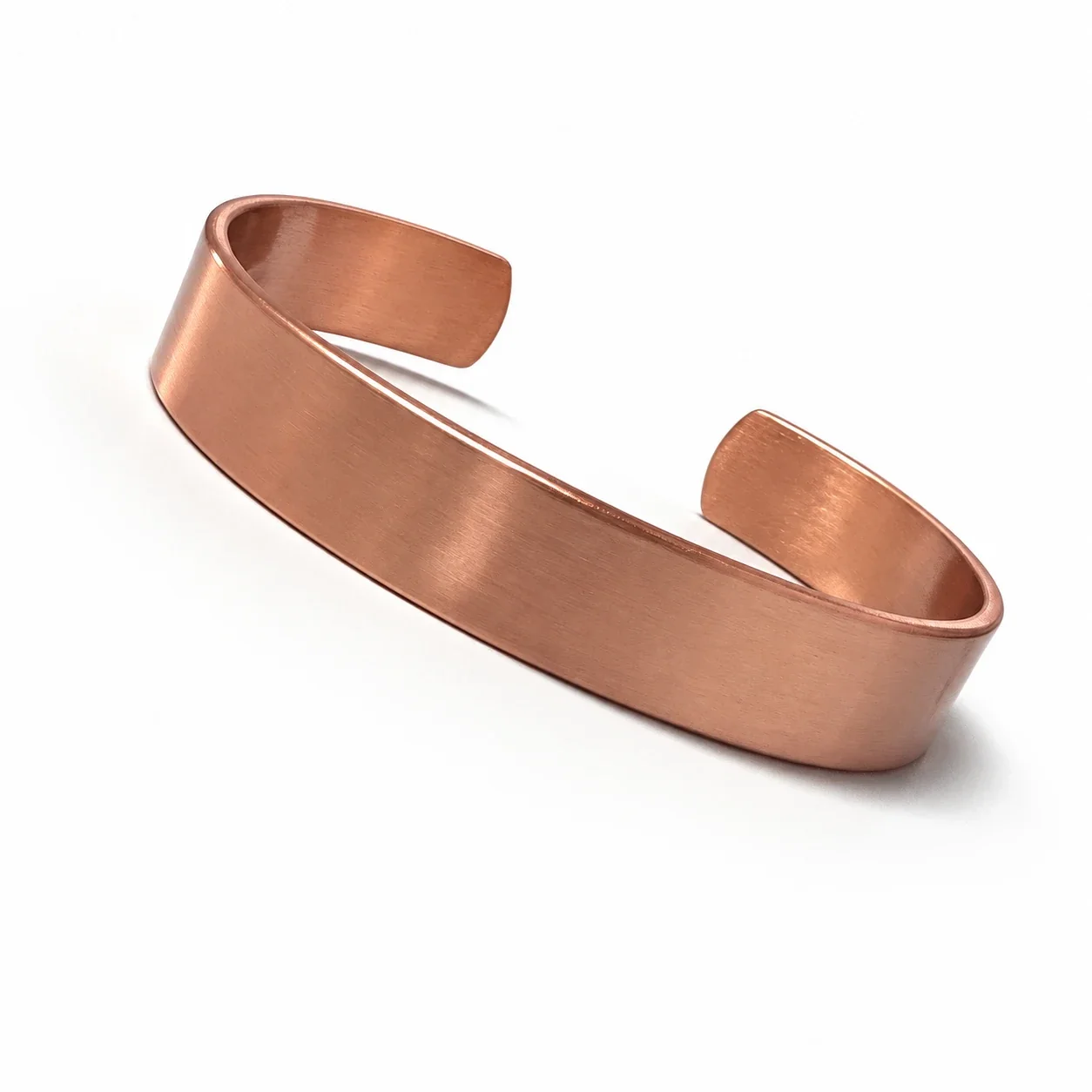 Brushed Copper Wide-Band Open Cuff Bangle