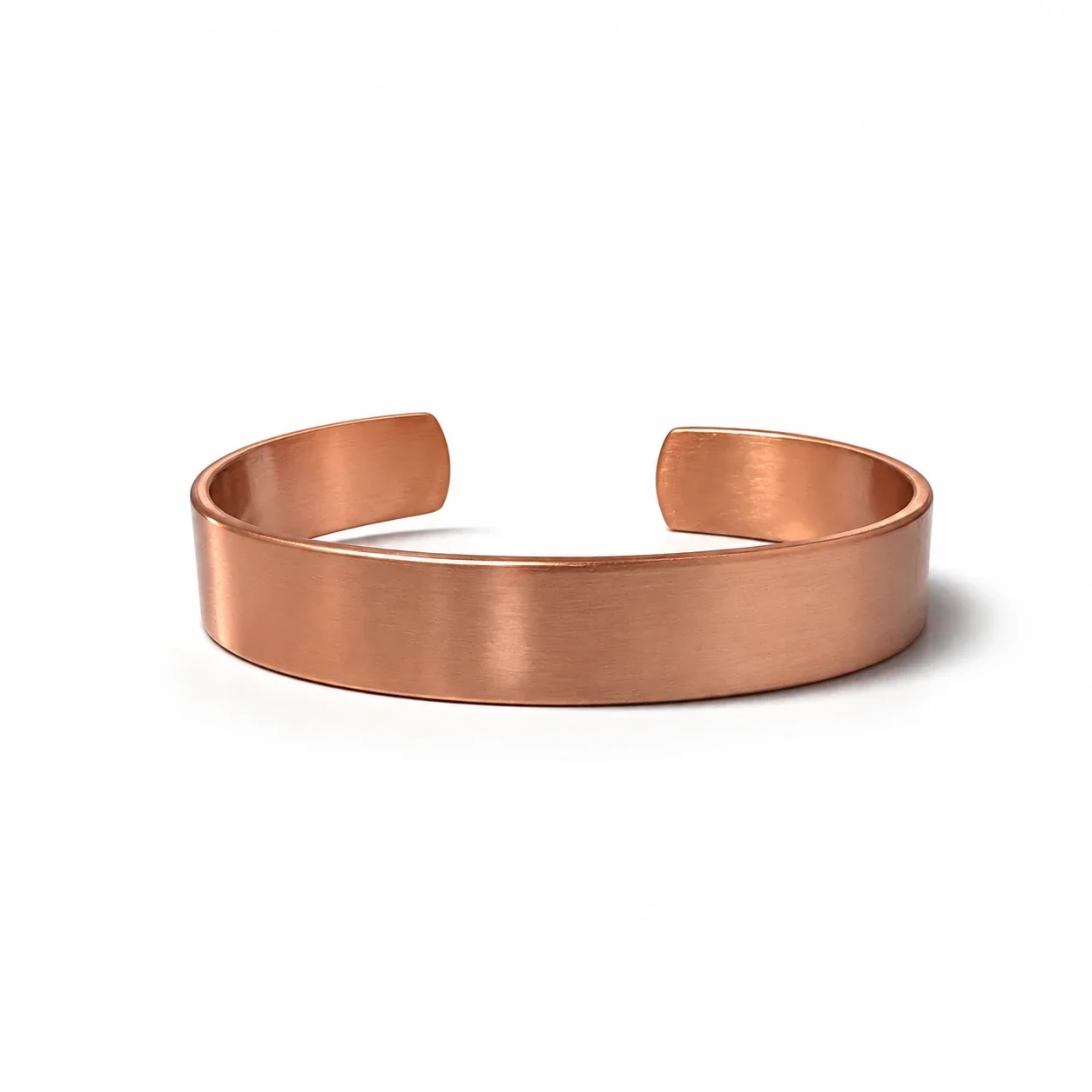 Brushed Copper Wide-Band Open Cuff Bangle