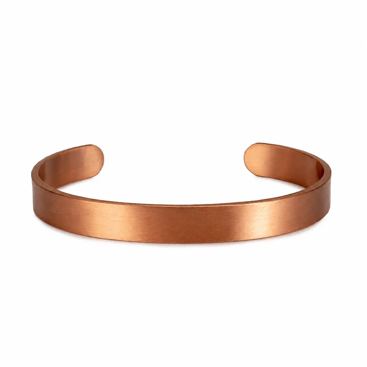 Brushed Copper Wide-Band Open Cuff Bangle - 9.5 mm Width