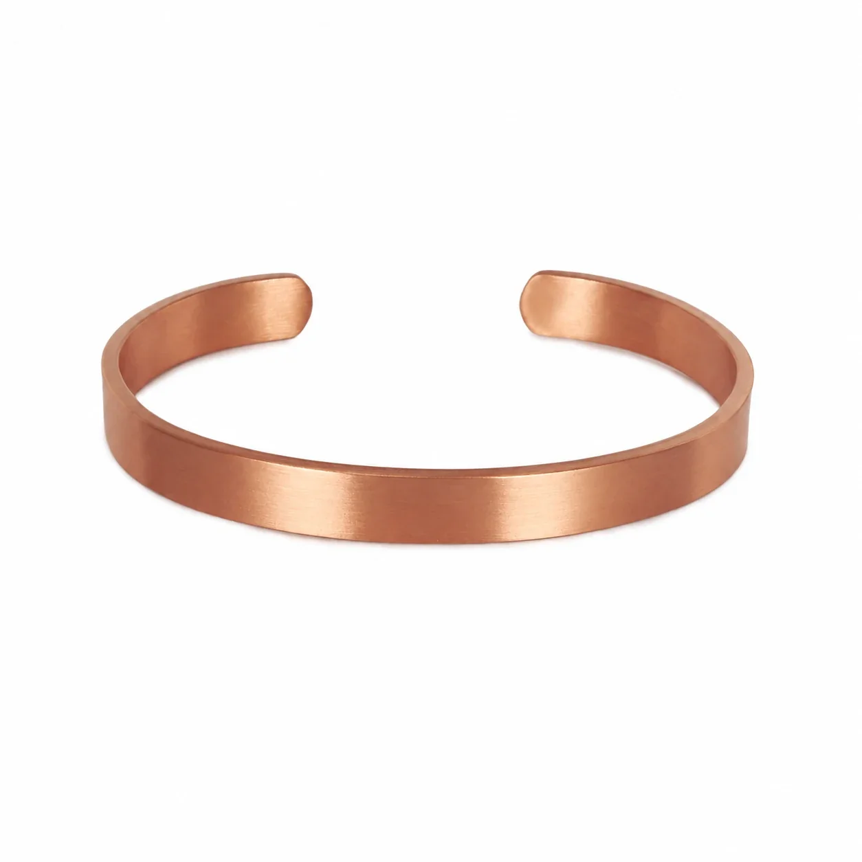 Brushed Copper Wide-Band Open Cuff Bangle - 8 mm Width